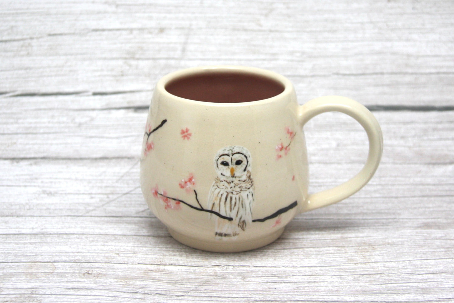 Barn Owl Cherry Blossom Mug - 14 oz