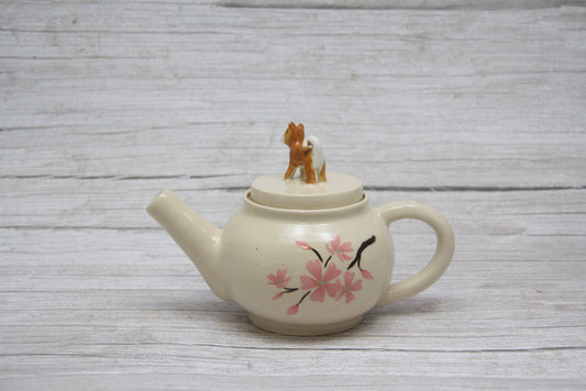 Shiba Inu Cherry Blossom Personal Teapot - 13 oz