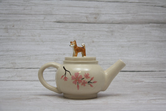 Shiba Inu Cherry Blossom Personal Teapot - 13 oz