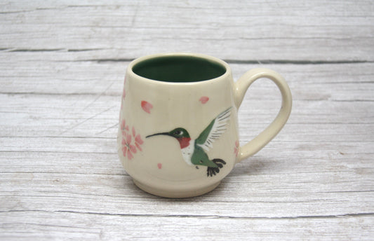 Ruby Throated Hummingbird Cherry Blossom Mug - 14 oz