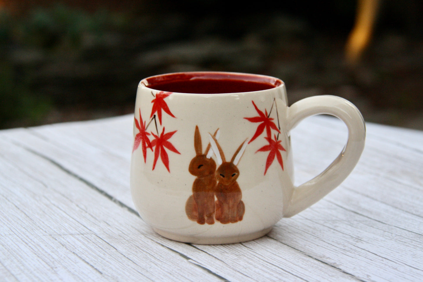 Bunnies in Love Maple Leaf Collection Mug