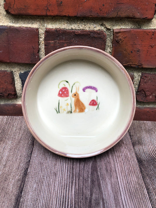 Mushroom Forest Collection Cottontail Rabbit Pet Bowl